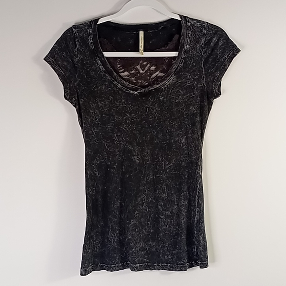 American age Acid Wash Lace Wing Back Tshirt Size M - Picture 2 of 14